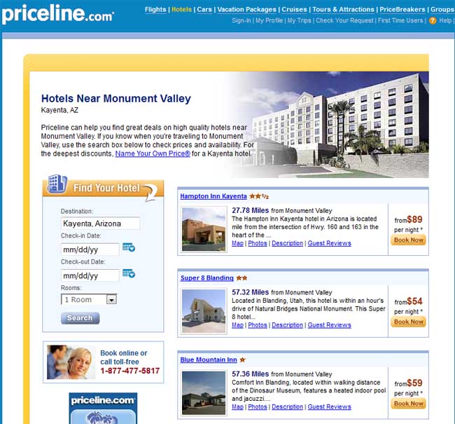 Keine Listung des The View Hotels auf der Webseite von Priceline