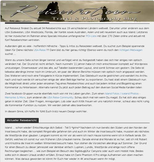 Erste Gehversuche mit WordPress. Reisewut Anfang 2017