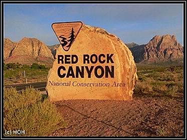 Red Rock Canyon Schild bei Las Vegas