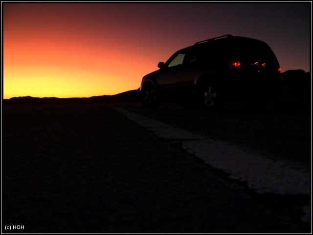 Dem Sonnenaufgang entgegen ... Valley of fire - wir kommen !!