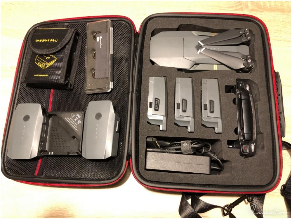 Viel Drohnenkram auf engstem Raum, nur unwesentlich größer als eine 15" Laptoptasche