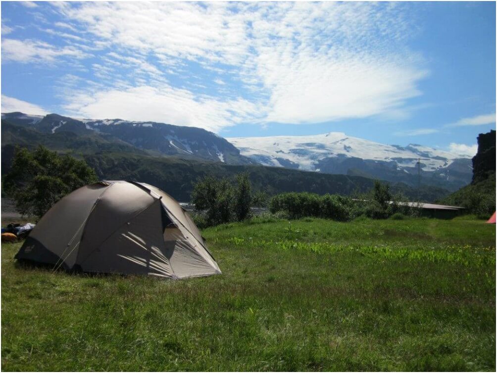 Campen in Þórsmörk bei perfekten Bedingungen