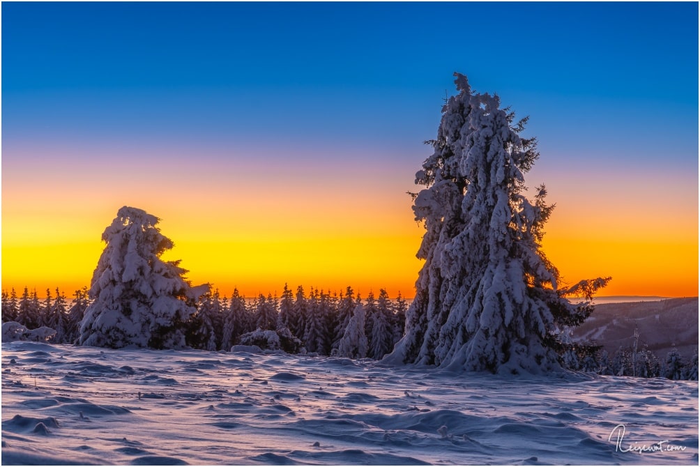 Der kahle Asten in Winterberg ist gerade bei Schnee und bei Sonnenaufgang ein absoluter Traum