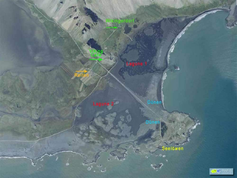 Grobe Karte zur Orientierung in Stokksnes