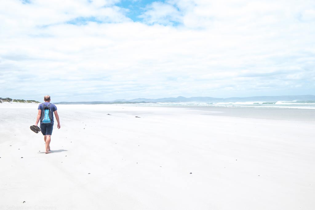 Spazieren am Strand in Hermanus an der Garden Route 