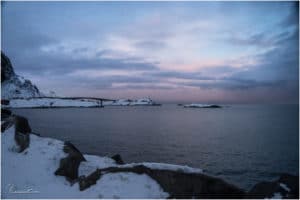 Pastellfarbener Sonnenuntergang bei Sakrisøy