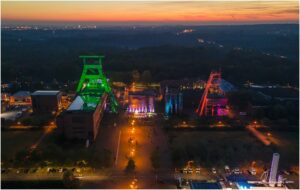 Zeche Ewald Aerial an Herten bei der Nacht