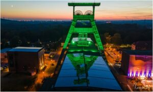 Zeche Ewald Aerial an Herten bei der Nacht