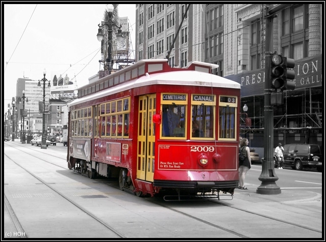 Alte Straßenbahn in der Canal Street in New Orleans