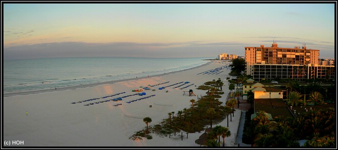 Blick früh morgens von unserem Balkon in Richtung Clearwater