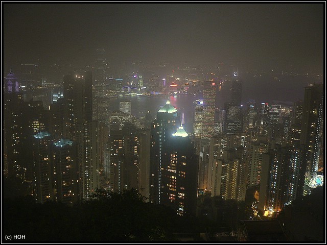 Aussicht vom Hong Kong Peak bei Nacht