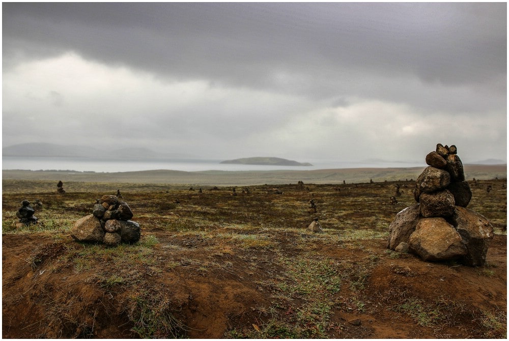 Steinmaennchen Nähe Thingvellir und ein schlagartiger Wetterwechsel