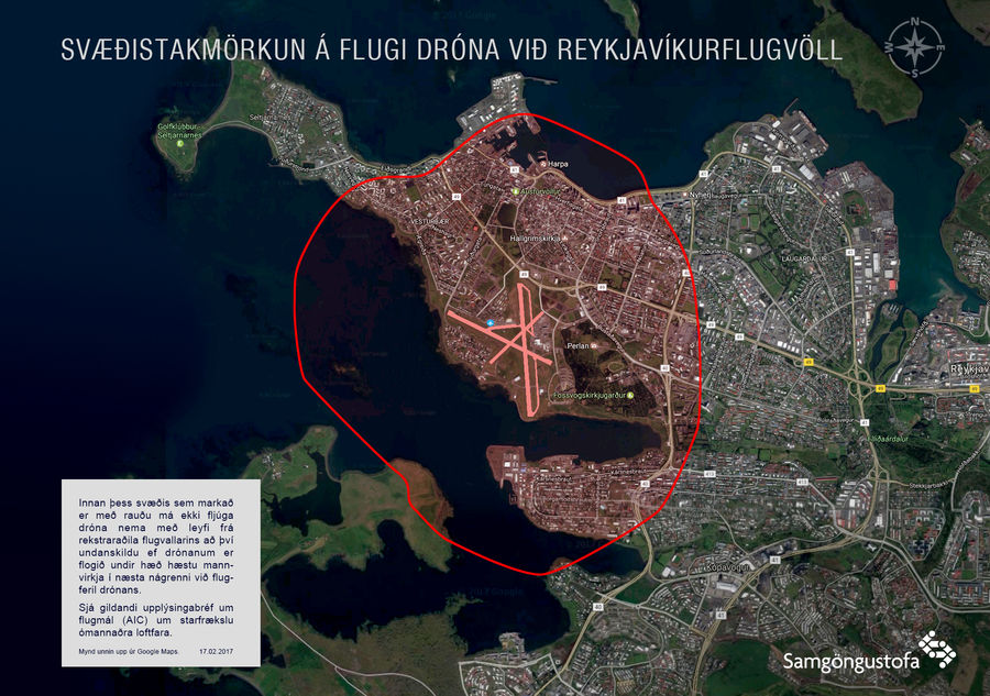 Flugverbotszone in Reykjavik