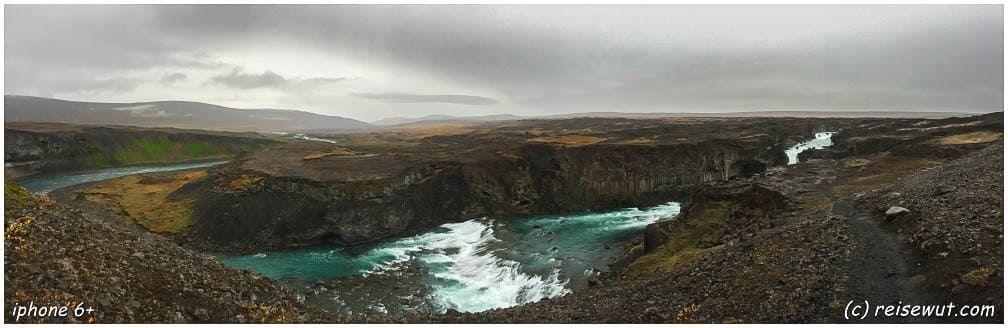 Ein Panorama mit dem iPhone vom Aldeyjarfoss Canyon