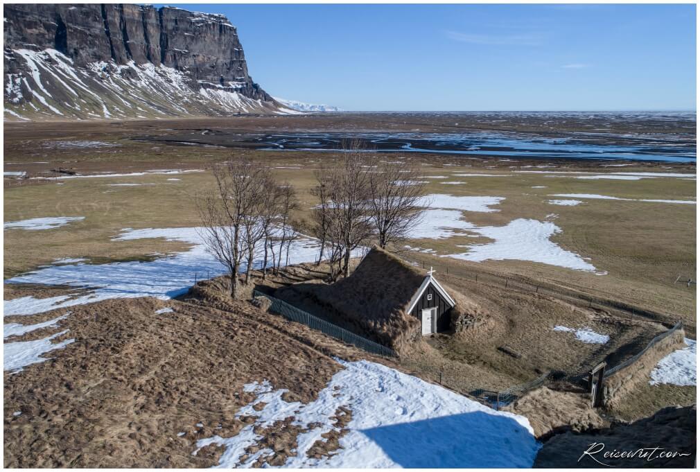 Nupsstadur Kirkja Aerial View