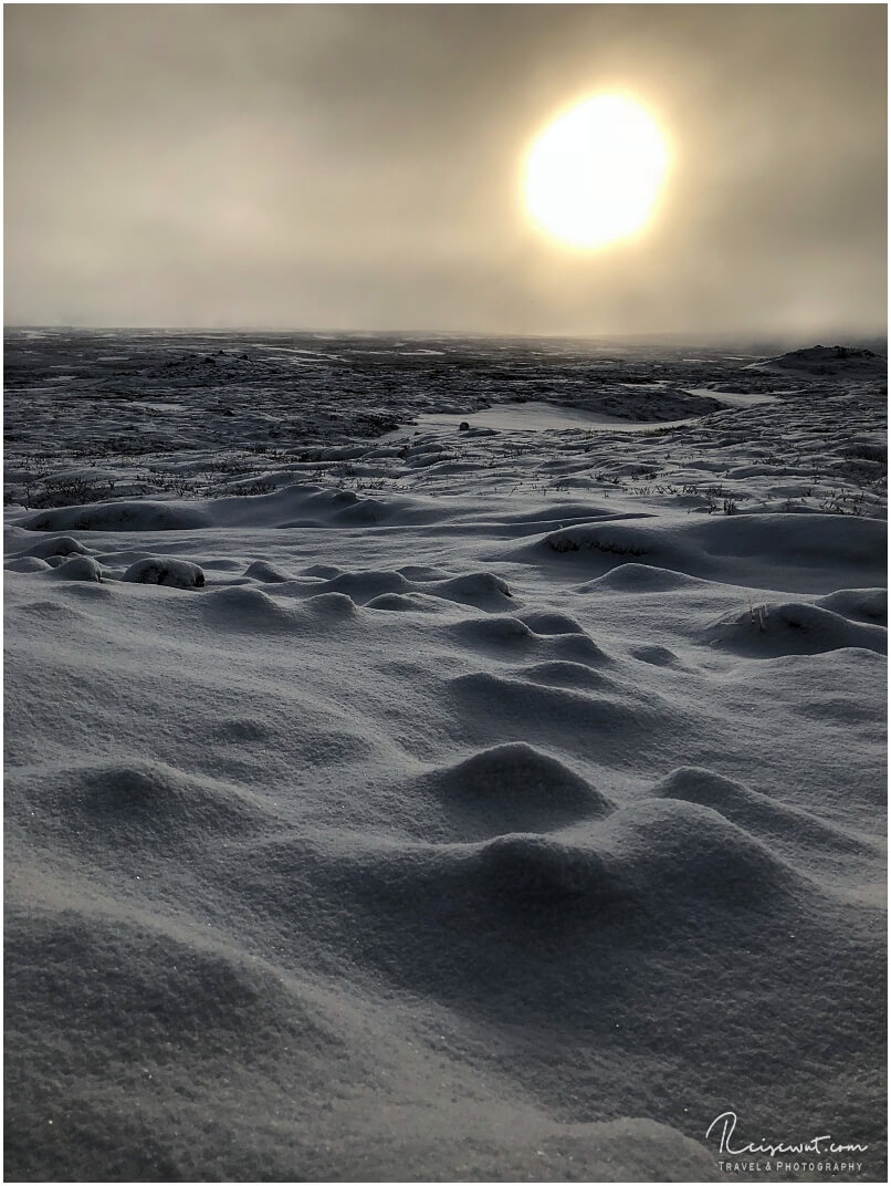 Winterliche Stimmung beim Goðafoss