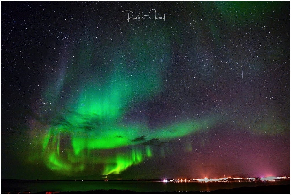 Polarlichter am Abend über Borgarnes