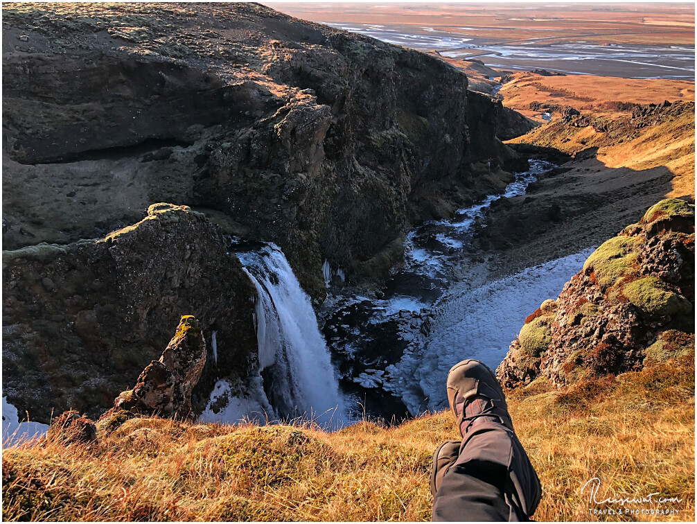 Blick von der Seljalandsheiði neben dem unbekannten No-Name-Waterfall