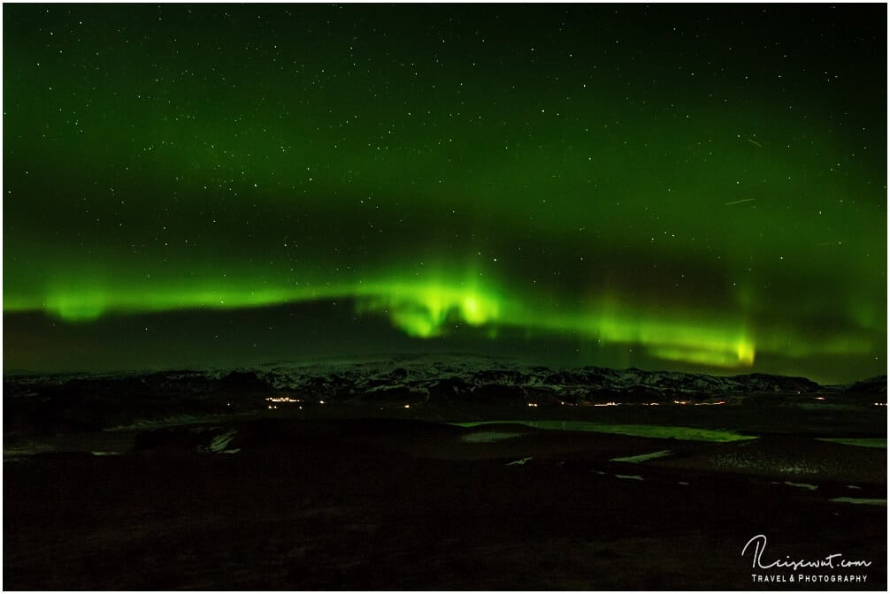 Polarlichter Vik i Myrdal von Dyrholaey aus gesehen