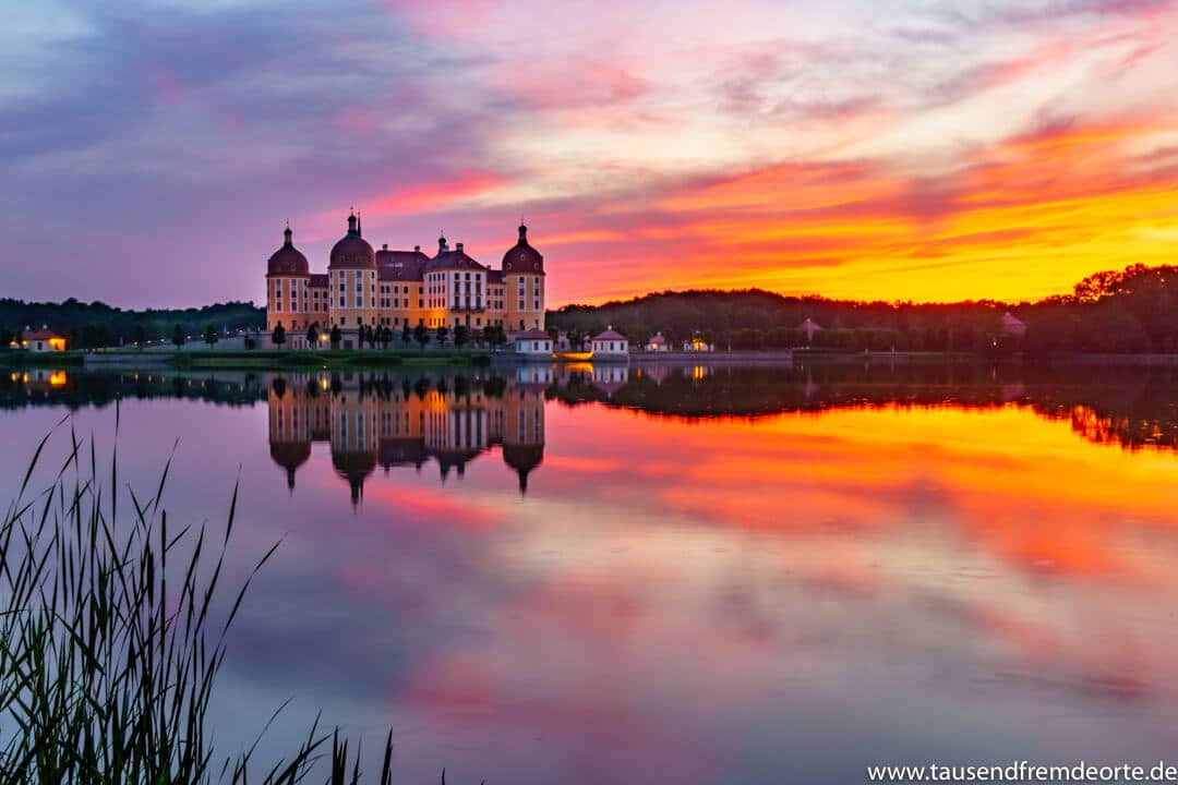 Schloss Moritzburg bei Dresden zum Sonnenuntergang. Das Schöne liegt meistens so nah. Wir wollten schon länger mal das Schloss zum Sonnenuntergang besuchen. An jenem Tag war es dann endlich mal so weit und es hat sich extrem gelohnt. Einzig und allein die Mücken waren nervig.