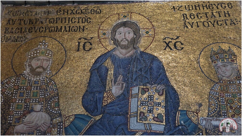 Mosaik von Jesus mit Kaiser Konstantin IX. Monomachos und Kaiserin Zoe