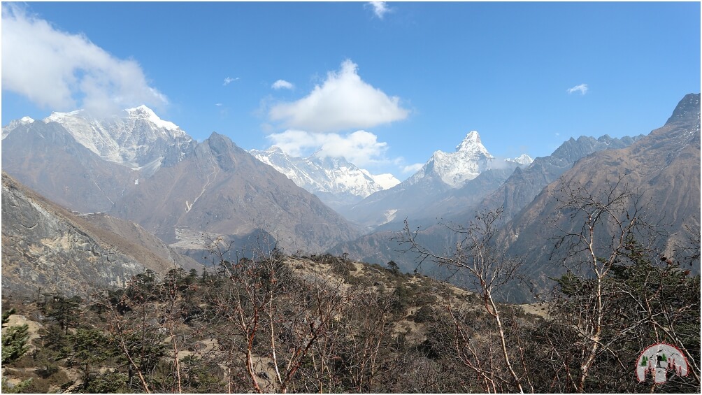 Everest, Lhotse und Ama Dablam Panorama aus dem Everest View Hotel