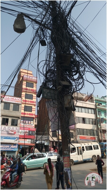 Kabelwirrwarr in Kathmandu