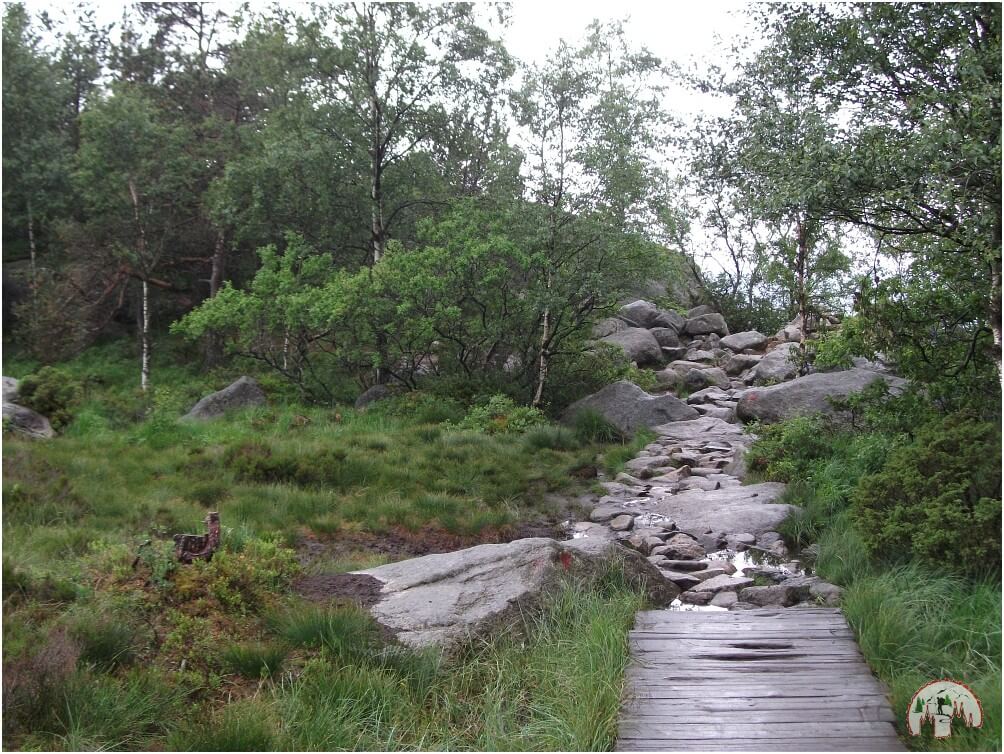 Holzbohlenweg auf der Wanderung zum Preikestolen